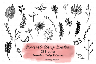 25 Procreate Stamp Brushes: Plants & Twigs